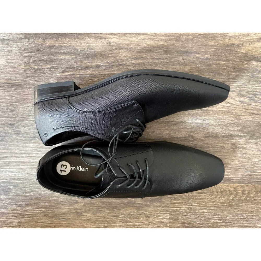 Calvin Klein Mens Dress Oxford Shoes Style Black Textured CMJAVE-R sz 13 NEW